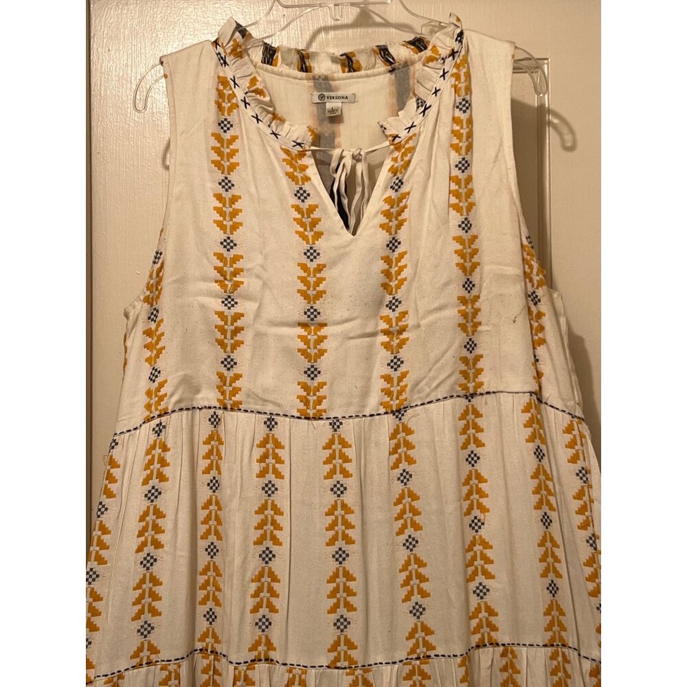 Versona Large Tank Dress Aztec Tassels Maxi Lined Tiered Career festival Comfort - Picture 6 of 16